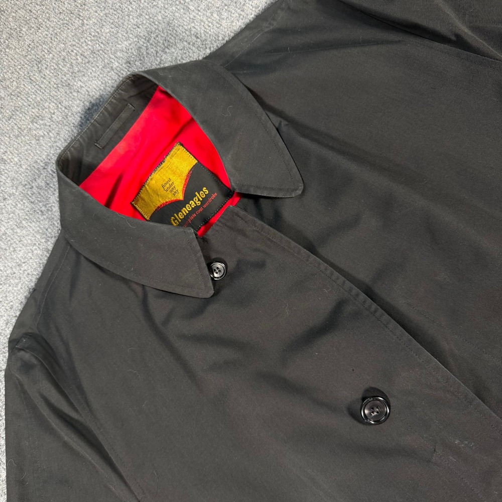 Vintage Gleneagles Browning Fifth Avenue Black Trench Coat Raincoat Mens 42 M